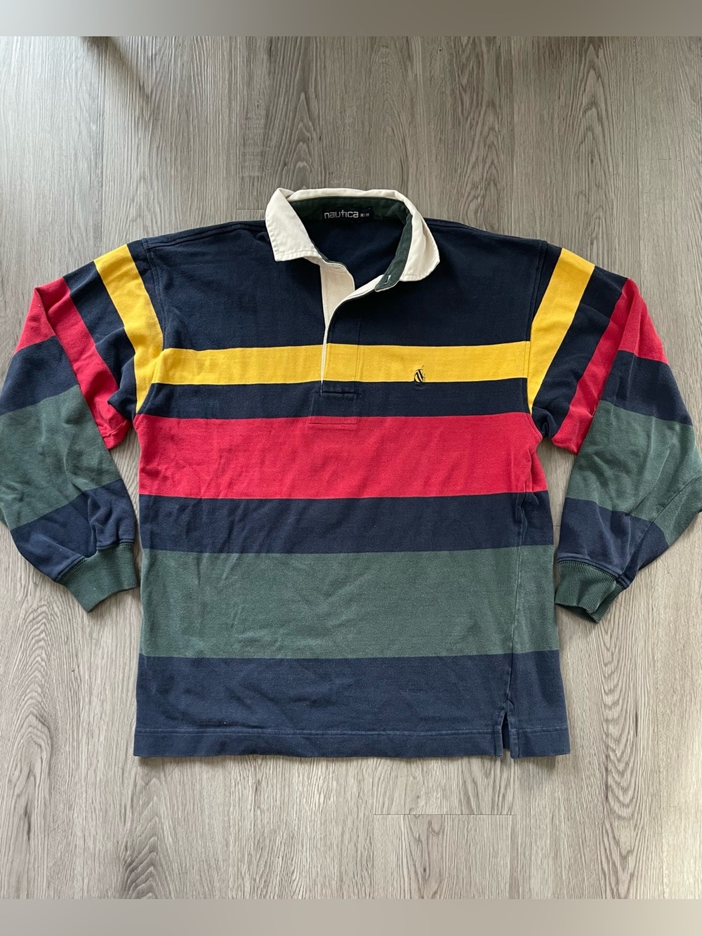 Vtg Nautica rugby long sleeve polo Size M